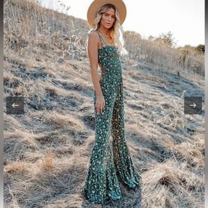 Vici Felicity Floral Smocked Flared Leg Jumpsuit